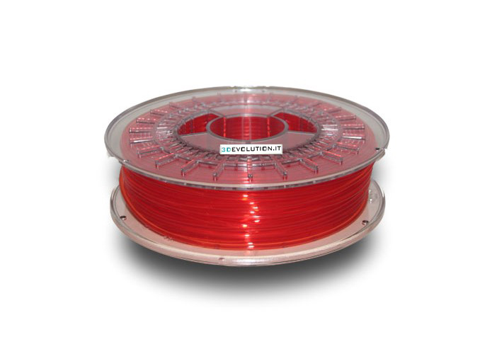 PLA rosso trasparente (0,7kg. Ø 1,75mm.) - 3Devolution
