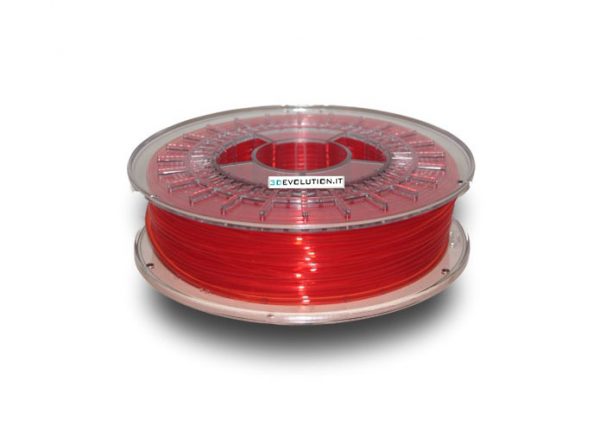 PLA rosso trasparente (0,7kg. Ø 1,75mm.)